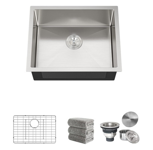 23 Inch Undermount Kitchen Sink 16 Gauge Undermount Stainless Steel Single Bowl with Accessories