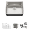 23 Inch Undermount Kitchen Sink 16 Gauge Undermount Stainless Steel Single Bowl with Accessories