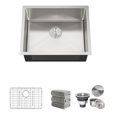 23 Inch Undermount Kitchen Sink 16 Gauge Undermount Stainless Steel Single Bowl with Accessories