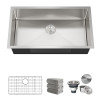 Stainless Steel Undermount Sinks16-Gauge Single-Bowl Set (5Piece set: Sink, Bottom Grid, Drain Assembly, Drain Cover, Towel)