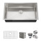Stainless Steel Undermount Sinks16-Gauge Single-Bowl Set (5Piece set: Sink, Bottom Grid, Drain Assembly, Drain Cover, Towel)