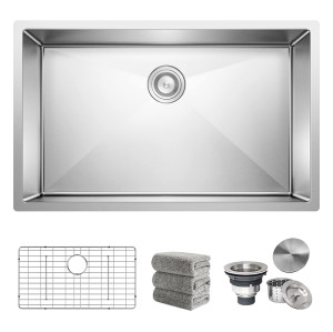 30 Inch Undermount Kitchen Sink 16 Gauge Stainless Steel Single Bowl Basin with