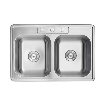 TopMount Sinks 18 Gauge Stainless Steel Kitchen Sink – Scratch Resistant Double Bowl
