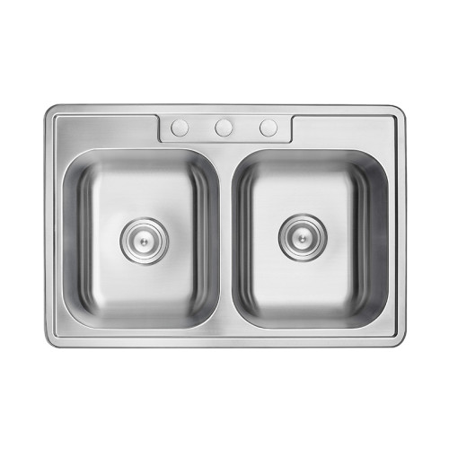 TopMount Sinks 18 Gauge Stainless Steel Kitchen Sink – Scratch Resistant Double Bowl