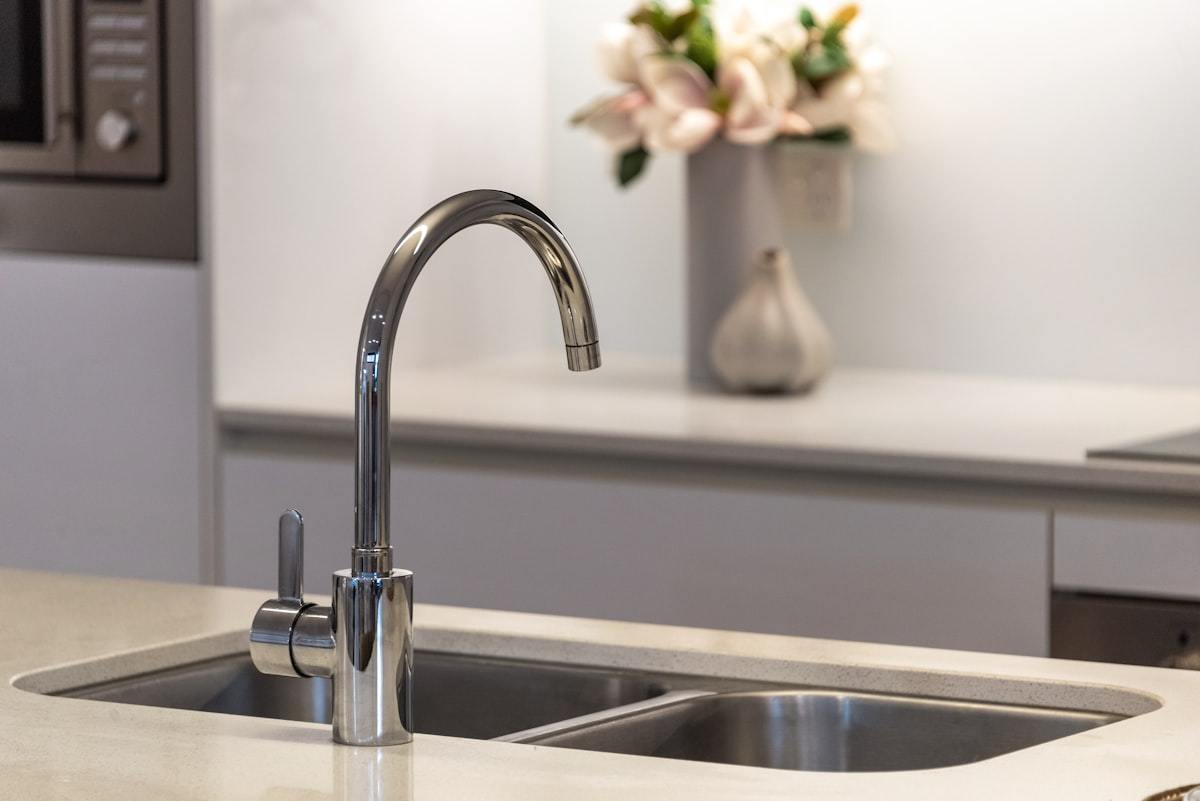 Stainless steel faucet turned off