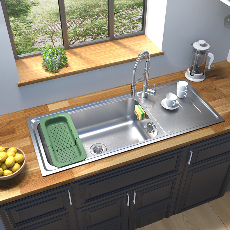 single bowl drainboard sink