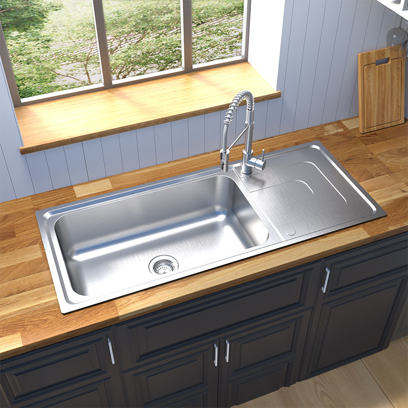 single bowl drainboard sink