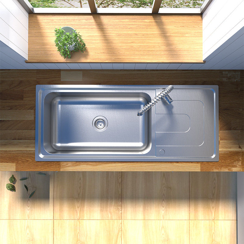 single bowl drainboard sink
