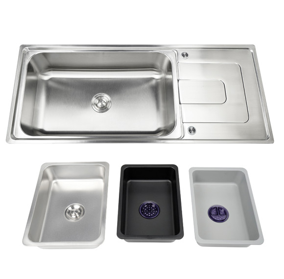 Heavy Duty Single Bowl Drainboard Sink – 18 Gauge Stainless Steel Single Sink with Drainboard for High-Volume Use
