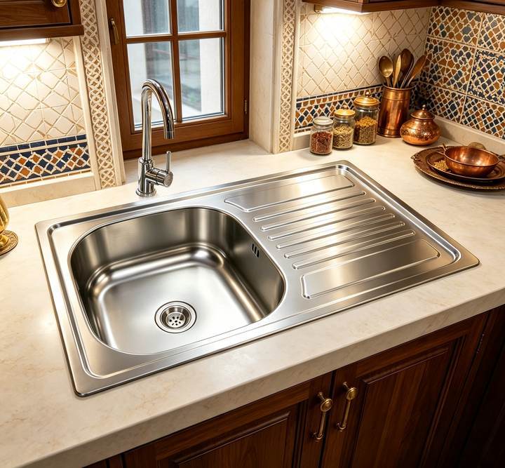 Single sink with drainboard in a Middle Eastern kitchen