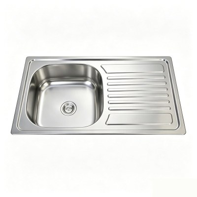 Stainless Steel Single Sink With Drainboard Round Single Bowl 304-Grade