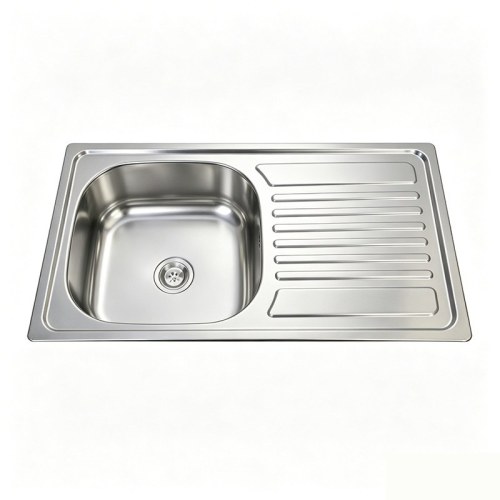 Stainless Steel Single Sink With Drainboard Round Single Bowl 304-Grade
