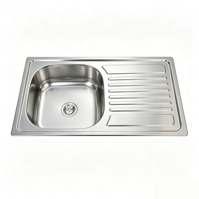 Stainless Steel Single Sink With Drainboard Round Single Bowl 304-Grade
