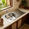Stainless Steel Single Sink With Drainboard Round Single Bowl 304-Grade