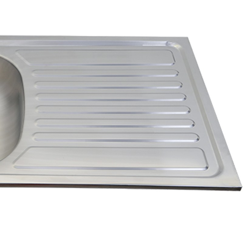 Side panel and corner radius detail of the single sink with drainboard