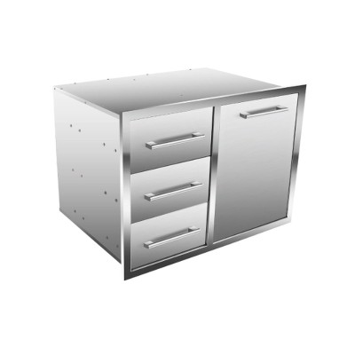 Outdoor Kitchen Trash Drawer Combo – 304 Stainless Steel BBQ Access & Waste Drawer Cabinet for Grill Islands