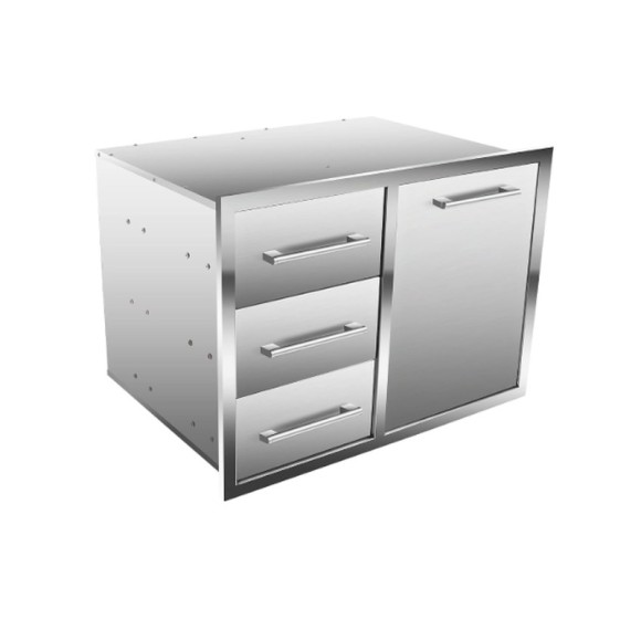 Outdoor Kitchen Trash Drawer Combo – 304 Stainless Steel BBQ Access & Waste Drawer Cabinet for Grill Islands