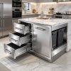 Outdoor Kitchen Trash Drawer Combo – 304 Stainless Steel BBQ Access & Waste Drawer Cabinet for Grill Islands