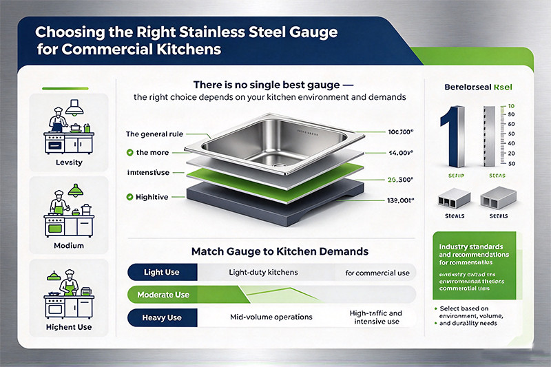 A close-up shot highlighting the thickness of a 16-gauge stainless steel sink edge.