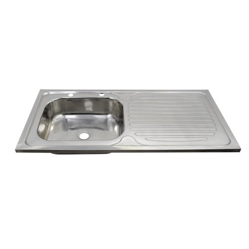 Stainless Steel Single Sink with Drainboard | Top Mount Deep Drawn Kitchen Sink