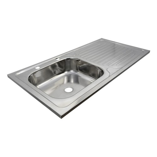 Stainless Steel Single Sink with Drainboard | Top Mount Deep Drawn Kitchen Sink