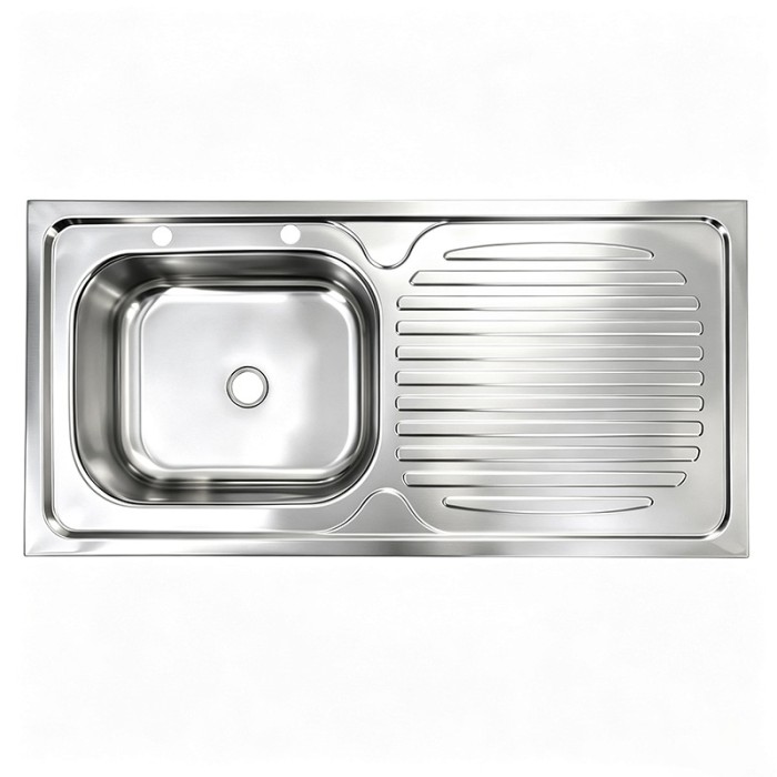 Stainless Steel Single Sink with Drainboard | Top Mount Deep Drawn Kitchen Sink