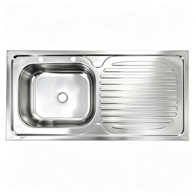 Stainless Steel Single Sink with Drainboard | Top Mount Deep Drawn Kitchen Sink
