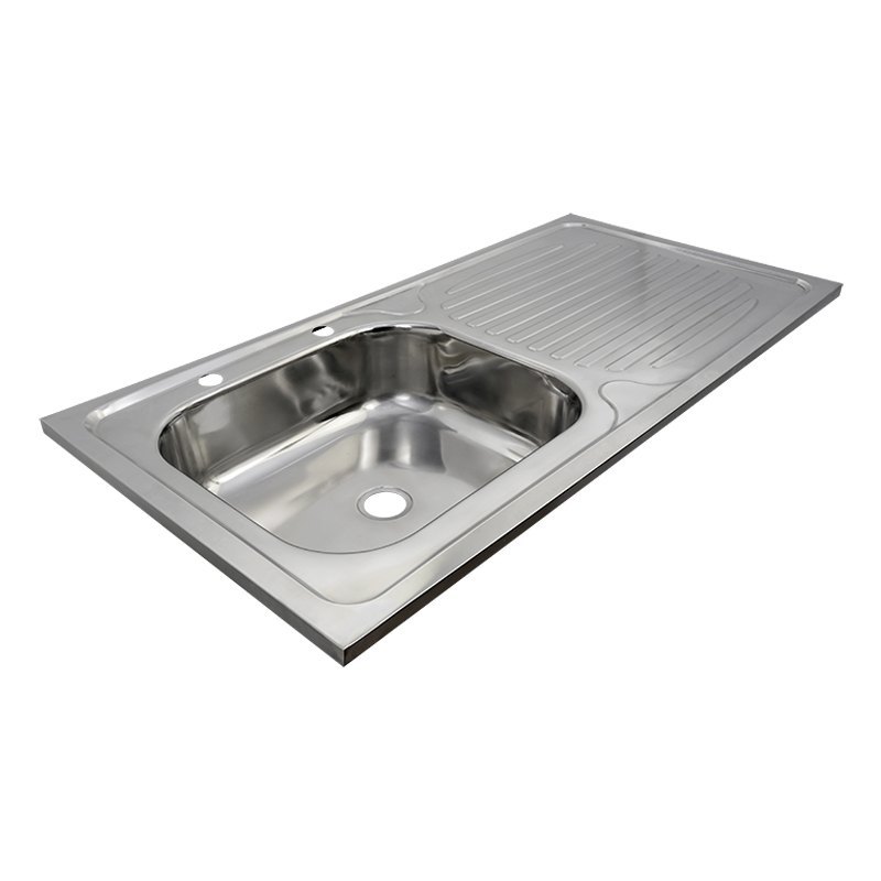 one-piece deep drawn stainless steel sink body with rolled rim