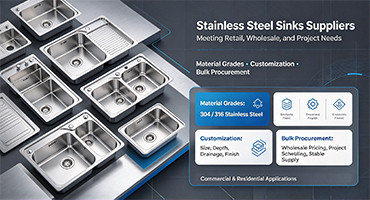 Stainless steel sink supplier warehouse with inventory ready for shipment