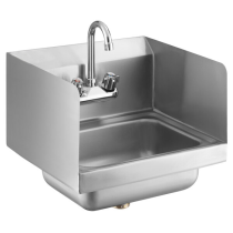 Wall Mounted Commercial Sink With Gooseneck Faucet and Side Splash