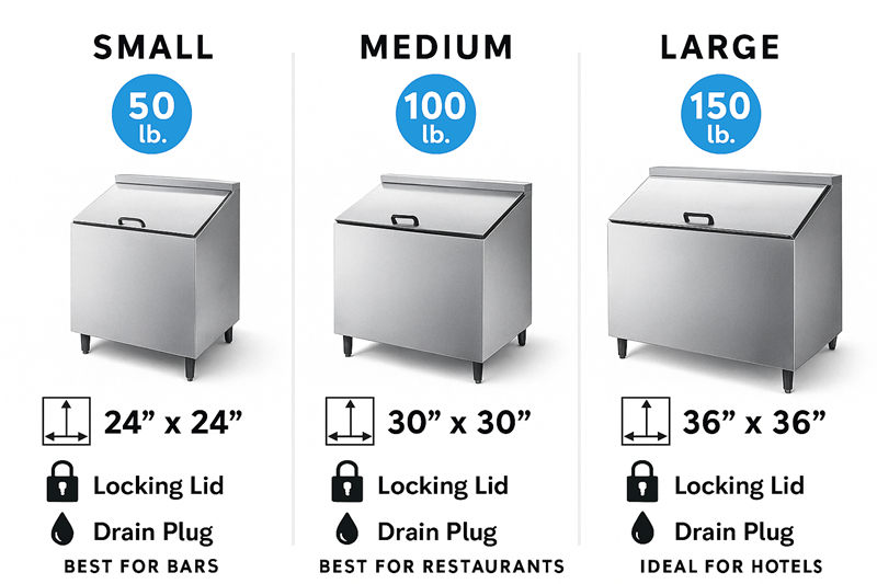 Comparison of Stainless Steel Ice Bin Capacities