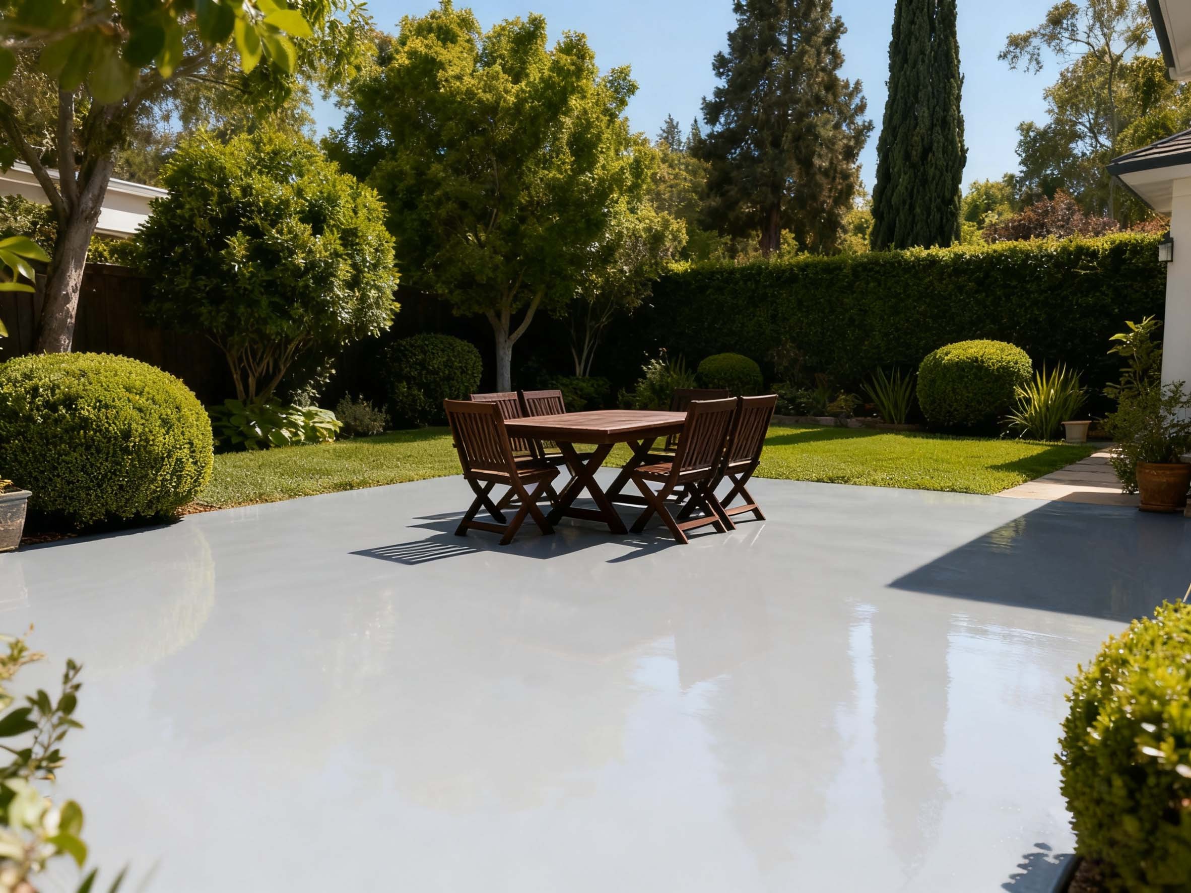 A beautiful, slip-resistant polyurea coating on an outdoor patio