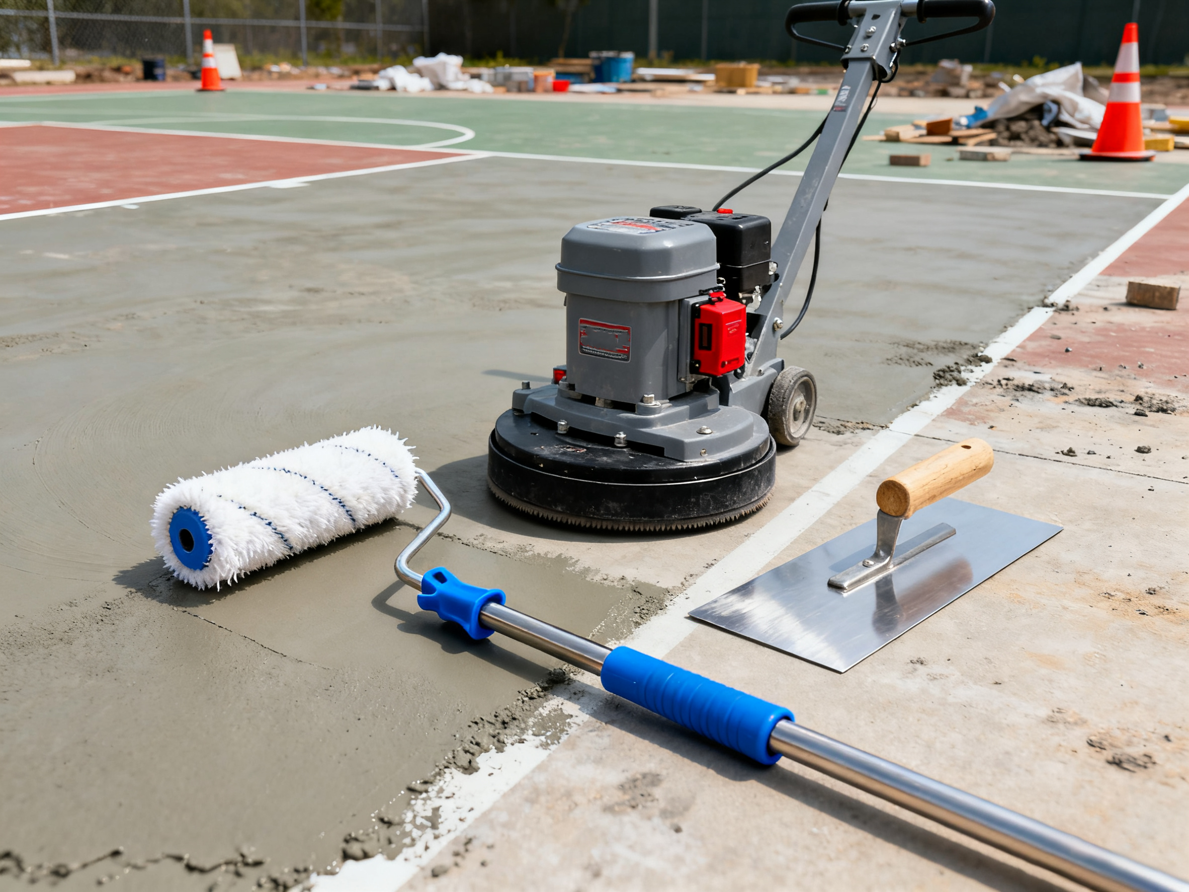Equipment for pickleball court conversion Tools for pickleball court painting and line marking