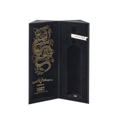 Black Premium Gift Vodka Packaging Box| Embossed Design Magnetic Closure