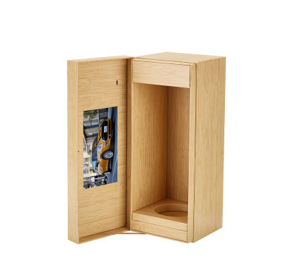 Wood Grain Design Hinged Lid Whisky Gift Box  | with Auto-play LED Screen Display