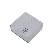 Light Gray Fabric Material Small Jewelry Box | Custom Sliver Foil Stamping Logo