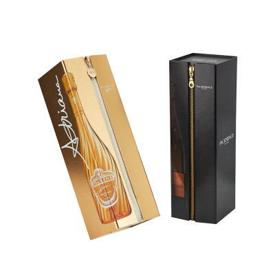 Benutzerdefinierte Luxus-Champagner-Geschenkbox | Faltbare magnetische Boxstruktur mit Metallreißverschluss