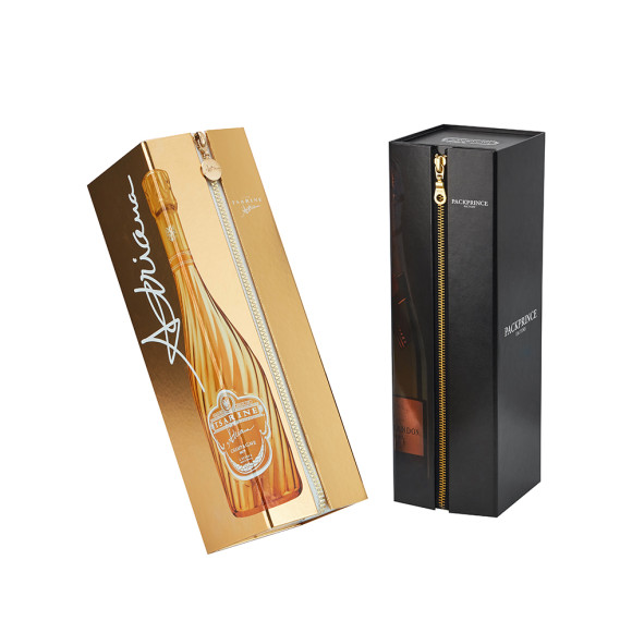 Benutzerdefinierte Luxus-Champagner-Geschenkbox | Faltbare magnetische Boxstruktur mit Metallreißverschluss