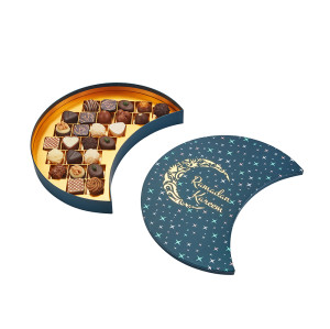 Moon Shaped Chocolate Box Use Rigid Cardboard | With High-quality Gold Foil Stamping Design