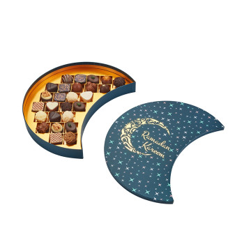Moon Shaped Chocolate Box Use Rigid Cardboard | With High-quality Gold Foil Stamping Design