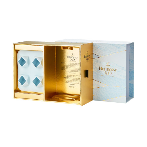 Hennessy XO Gift Box Packing Wine Bottle | Rigid Drawer Sliding Box | Flocking Blister Tray Insert