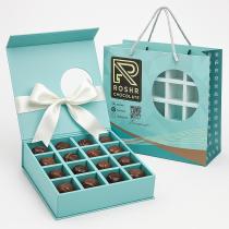 Custom Chocolate Box Magnetic Closure Lid | 25pcs Chocolate Truffles Gift Box with Paper Bag Gift Set