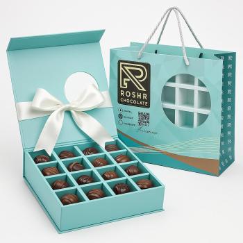 Custom Chocolate Box Magnetic Closure Lid | 25pcs Chocolate Truffles Gift Box with Paper Bag Gift Set
