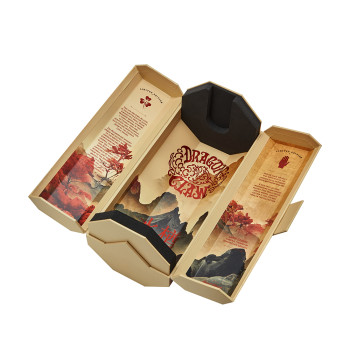 Tequila Gift Box Custom Chinese Style Colorful Design | Double Doors Open Magnetic Rigid Packaging Box