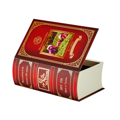 Custom Book Gift Box Packing Tea Bag Product | CMYK Printing Colorful Design | Gold Foil Stamping Logo