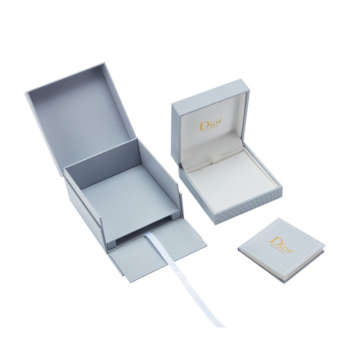 Custom Jewelry Boxes with Logo | Doir Brand Hinged Lid Packaging Box | Gold Foil Stamping Logo