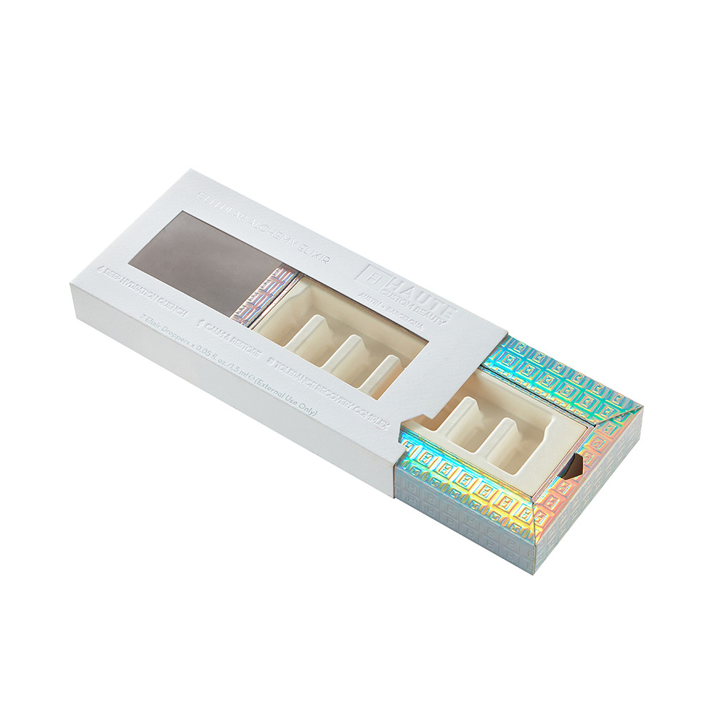 Cosmetic drawer box with pulp insert
