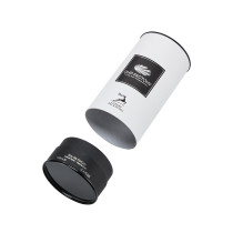 Custom Paper Tube Box | White Texture Paper Wrapped Paper Tube Material | Sliver Embossed Foil Stamping Logo