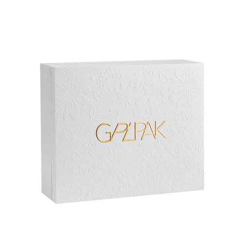 Custom Skin Care Boxes | Elegant White Automatic Flip Display Design | Luxury Gold Foil Stamping Embossed Logo