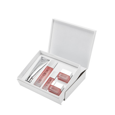 Custom Skin Care Boxes | Elegant White Automatic Flip Display Design  | Luxury Gold Foil Stamping Embossed Logo